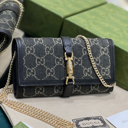Gucci Womens Mens Bags Wallets Luxury Brand Gucci Jackie 1961 chain wallet with Original Box 652681 HUHHG 9794