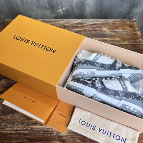 Louis Vuitton Mens Shoes Fashion Sneakers Design Luxury Brand LV TRAINER SNEAKER 1ABLVV Mix of materials with Original Box 1ABLUR  