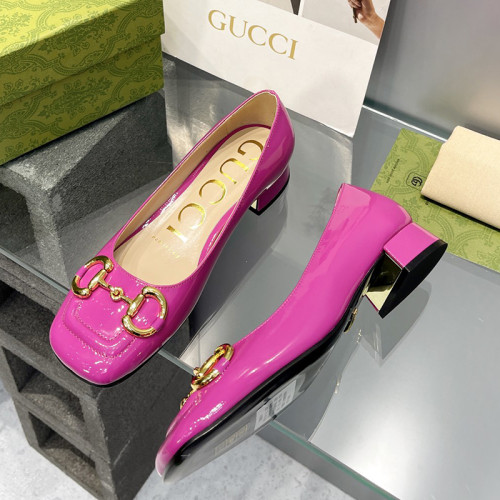 Gucci Womens Shoes Pumps Luxury Brand Women's Low-Heel Pump With Horsebit In Leather 2.5cm Heel with Original Box 694855 BNC00 5815
