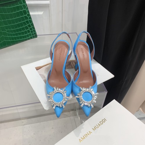 Amina Muaddi Womens Shoes Sandals Slippers Luxury Brand Fashion Pumps for Women with Original Box 9cm Heel