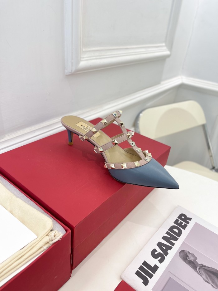 Valentino Women Shoes Mule Sandals Pointed Toe Slippers ROMAN STUD SLIDE SANDAL IN QUILTED NAPPA 5cm Heel with Original Box Whatsapp 