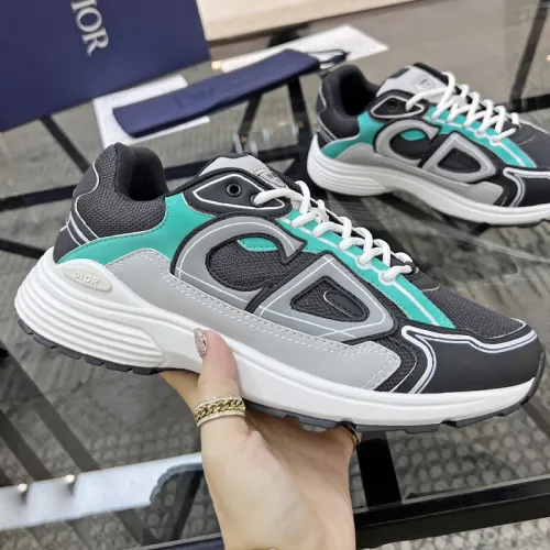 Dior Mens Shoes Sneakers Luxury Brand B30 SNEAKER Anthracite Gray Mesh and Black, Green and Dior Gray Technical Fabric with Original Box 3SN279ZRB_H866