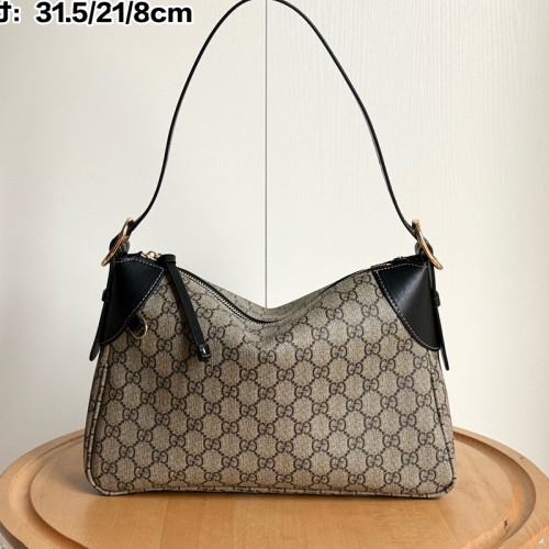 Gucci Womens Bags Shoulder Handbag Luxury Brand GG Emblem medium shoulder bag in beige and Black Handbag,Shoulder Bag Handbags