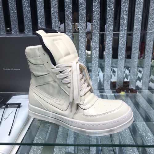 Rick Owens Men Shoes Sneakers Leather High-Top Breathable Mens Casual Shoes Ankle Boots with Original Box
