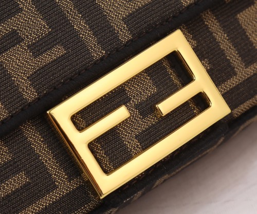 Fendi Womens Bag Shoulder Bags Luxury Brand Baguette Brown fabric bag Fashion Bags for Women with Original Box 8BR600A6V5F17U4