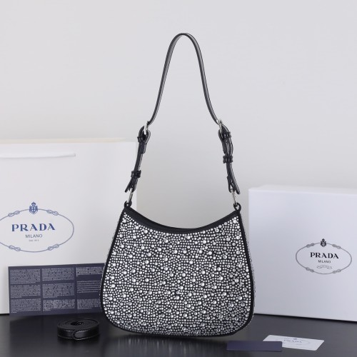 Prada Womens Shoulder Bags Leather Shopping Bag with Original Box