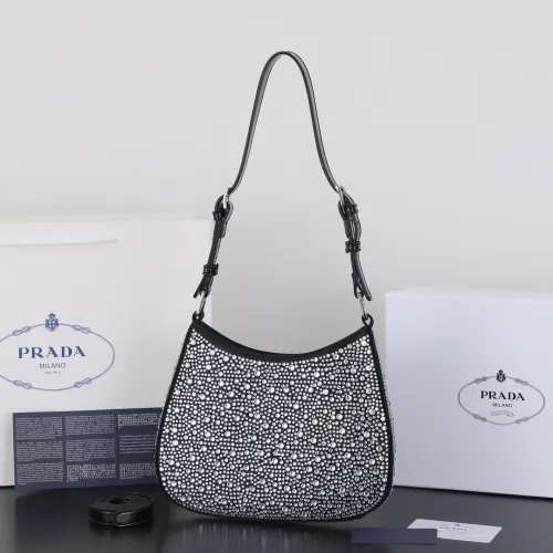 Prada Womens Shoulder Bags Leather Shopping Bag with Original Box