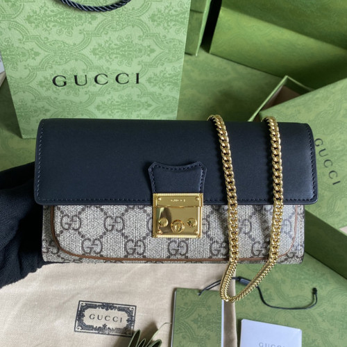 Gucci Womens Mens Bags Wallets Luxury Brand Gucci Padlock card case wallet in leather and GG Supreme with Original Box 658226 KLQIG 8575
