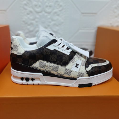 Louis Vuitton Mens Shoes Fashion Sneakers Design Luxury Brand LV TRAINER SNEAKER Mix of materials with Original Box 1A9JI9