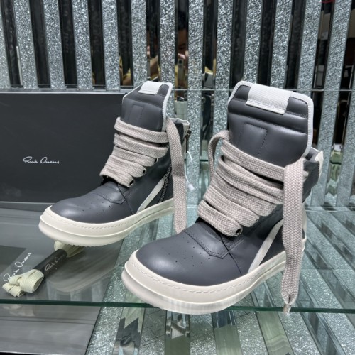 Rick Owens Men Shoes Sneakers Leather High-Top Breathable Mens Casual Shoes Ankle Boots with Original Box