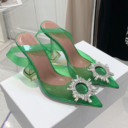 Amina Muaddi Womens Shoes Sandals Slippers Luxury Brand Fashion Pumps for Women with Original Box 9cm Heel