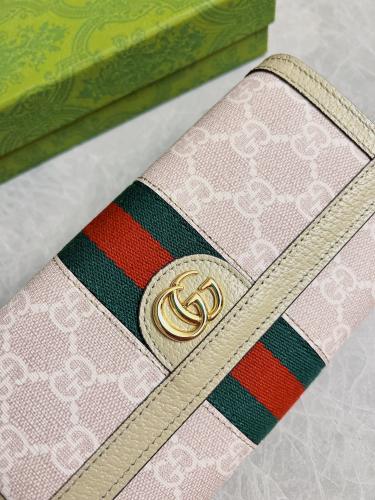 Gucci Womens Mens Bags Wallets Luxury Brand Gucci GG Supreme Ophidia Continental Wallet with Original Box 523153 96IWG 9794