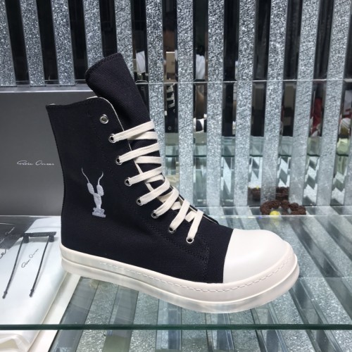 Rick Owens Men Shoes Sneakers Leather High-Top Breathable Mens Casual Shoes Ankle Boots with Original Box