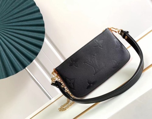 Louis Vuitton Womens Bags Clutch Wallets Luxury Brand Fashion Type Messenger Bags MULTI POCHETTE ACCESSOIRES M80399 Black Embossed supple grained cowhide leather