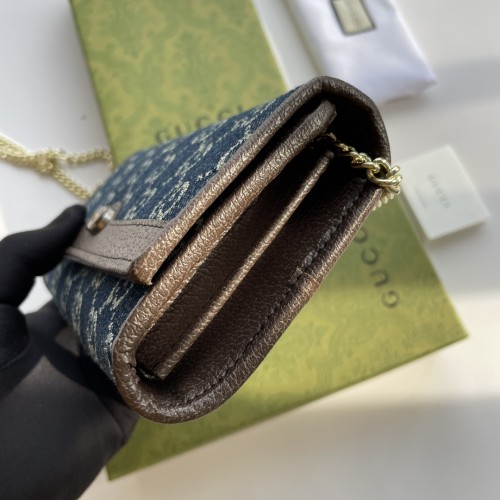 Gucci Womens Mens Bags Wallets Luxury Brand Gucci Beige / Ebony GG Supreme Canvas Ophidia Chain Wallet with Original Box 546592 96IWS 8745