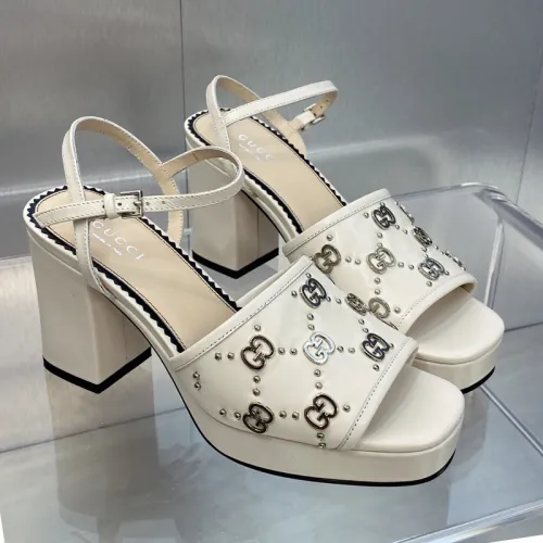 Gucci Womens Shoes Sandals 8.5cm Heel Luxury Brand with Original Box 719844 C9D00 9022 Women's Interlocking G studs sandal in leather Whatsapp 