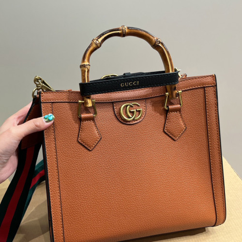 Gucci Womens Bags Shoulder Handbag Luxury Brand Gucci Diana mini tote bag in black leather 702732 U3ZDT 2185