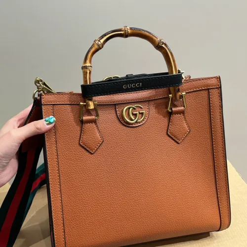 Gucci Womens Bags Shoulder Handbag Luxury Brand Gucci Diana mini tote bag in black leather 702732 U3ZDT 2185