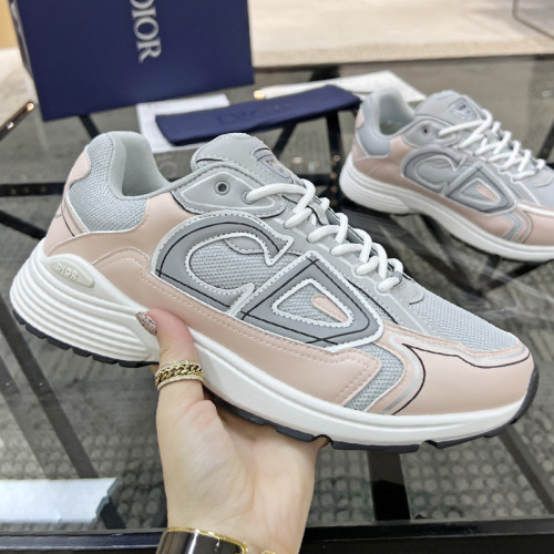 Dior Womens Shoes Sneakers Luxury Brand Christian Dior B30 SNEAKER Gray Mesh and Light Pink and Gray Technical Fabric Unisex Design with Original Box 3SN279ZRA_H840