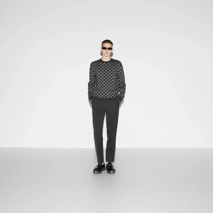 Gucci Men Womens Sweater Luxury Brand Womens Knitwear WOOL JACQUARD SWEATER WITH GG SHADOW 794503 XKEAP 1150 Top Quality   