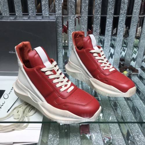 Rick Owens Men Shoes Sneakers Leather High-Top Breathable Mens Casual Shoes Ankle Boots with Original Box