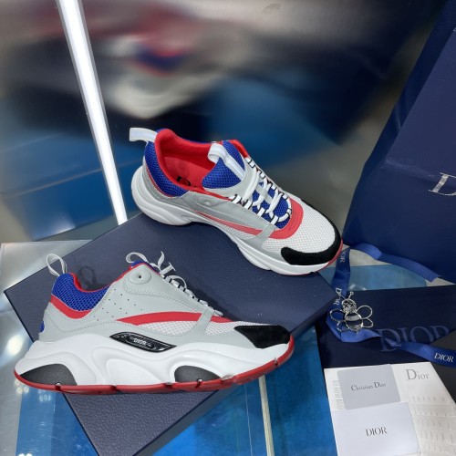 Dior Mens Shoes Sneakers Luxury Brand Breathable Design B22 SNEAKER Mesh with Smooth Calfskin with Original Box 3SN231YXX_H861