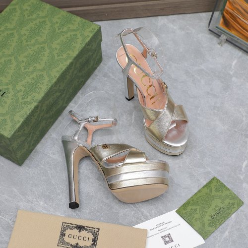 Gucci Womens Shoes Sandals 14cm Heel and 4.5cm Platform Luxury Brand with Original Box 719844 C9D00 9022 Women's Interlocking G studs sandal in leather Whatsapp 