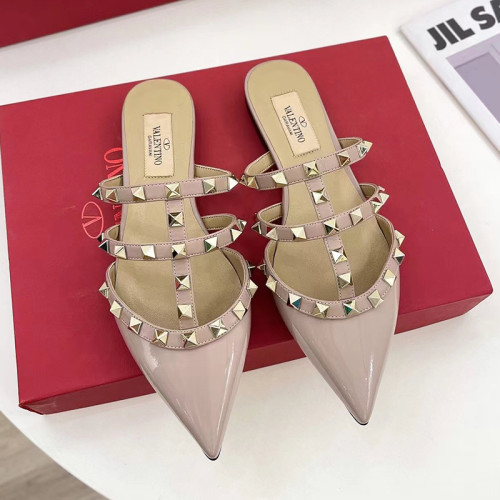 Valentino Women Shoes Mule Sandals Pointed Toe Slippers ROMAN STUD SLIDE SANDAL IN QUILTED NAPPA with Original Box Whatsapp 