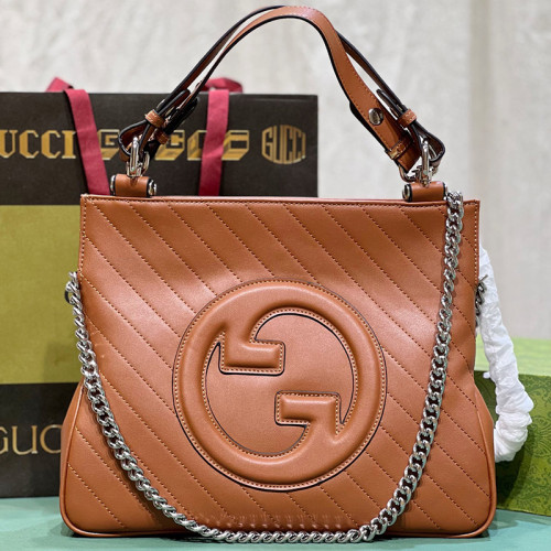 Gucci Womens Bags Shoulder Handbags Luxury Brand Gucci Blondie small tote bag in brown leather 751518 1AAOW 2802  