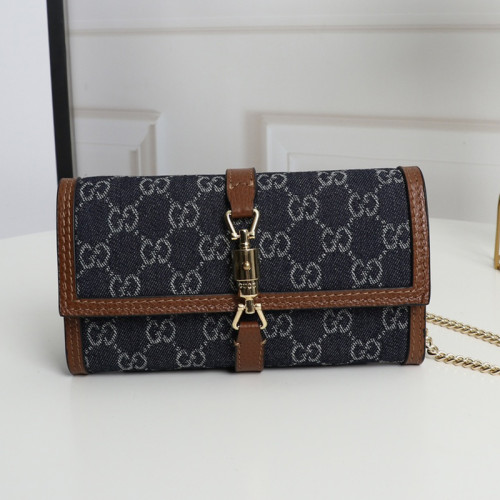 Gucci Womens Mens Bags Wallets Luxury Brand Gucci Jackie 1961 chain wallet with Original Box 652681 2KQGG 8375