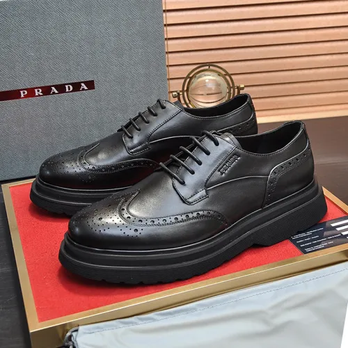 Prada Mens Shoes Business Casual Luxury Brand Dress Shoes with Original Box