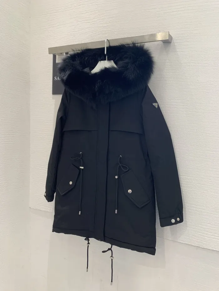Prada Design Womens Cardamine Winter Windprood Down Jackets Keep Warm 90% White Duck Down