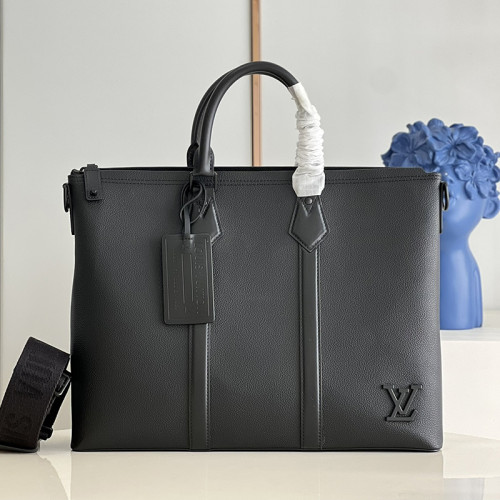 Louis Vuitton Mens Shoulder Bags Handbags Luxury Brand Fashion LOCK IT TOTE M59158 Black Grained calf leather