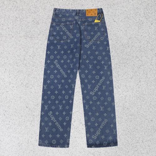 Louis Vuitton x Supreme Luxury Brand Women Mens Pant Jeans   H547