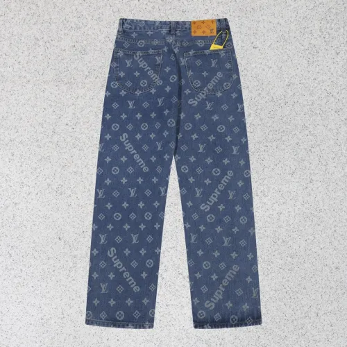 Louis Vuitton x Supreme Luxury Brand Women Mens Pant Jeans   H547