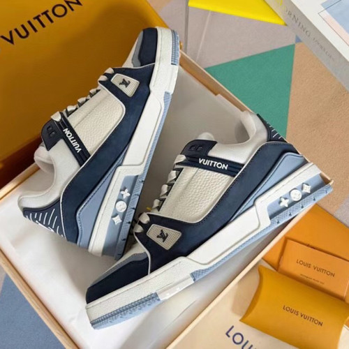 Louis Vuitton Mens Shoes Fashion Sneakers Design Luxury Brand LV TRAINER SNEAKER Mix of materials with Original Box 1ABLUR  