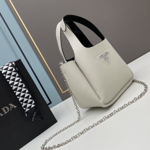 Prada Womens Shoulder Bags Leather Shopping Bag with Original Box