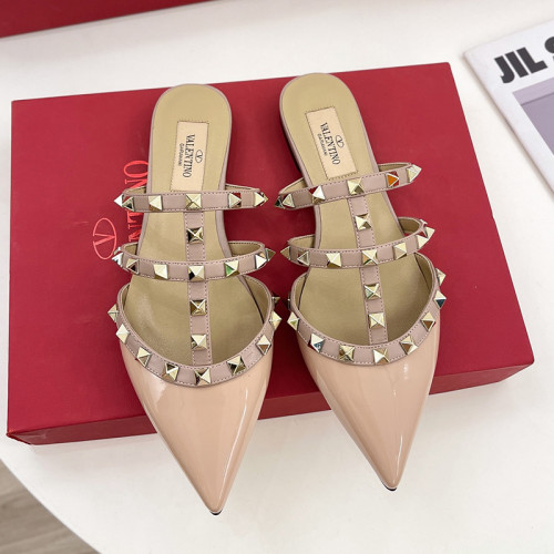 Valentino Women Shoes Mule Sandals Pointed Toe Slippers ROMAN STUD SLIDE SANDAL IN QUILTED NAPPA with Original Box Whatsapp 