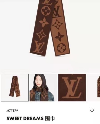 Louis Vuitton Scarves Womens Fashion Scarf Luxury Brand SWEET DREAMS SCARF with Original Box M77379 Brown 100% cashmere Monogram Pattern