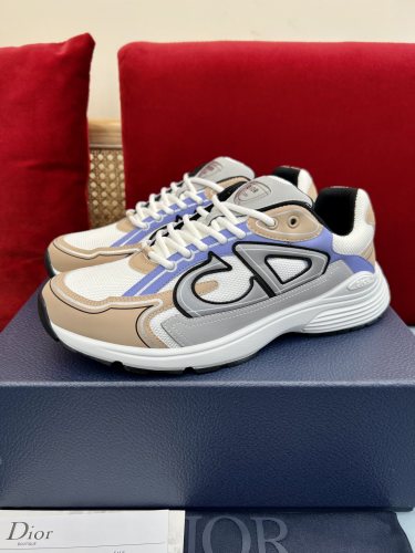 Dior Mens Shoes Sneakers Luxury Brand B30 SNEAKER Cream Mesh and Beige, Blue and Gray Technical Fabric 3SN279ZRB_H111 with Original Box Whatsapp 