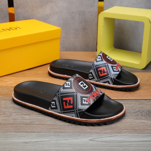 Fendi Men Shoes Slides Sandals Slippers Luxury Brand Mens Shoes with Original Box