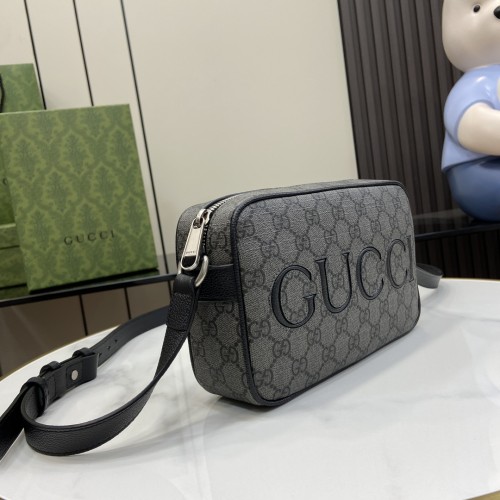 Gucci Mens Womens Bags Shoulder Bag Luxury Brand Gucci mini shoulder bag in grey and black GG Supreme with Original Box 768391 FACQF 1247