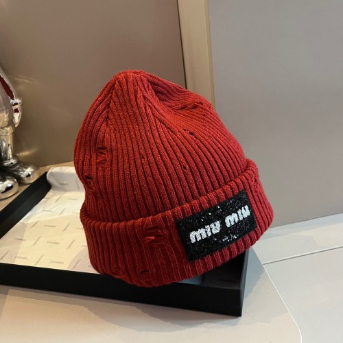 Miumiu Womens Cap Knit Hat Luxury Brand with Original Box  