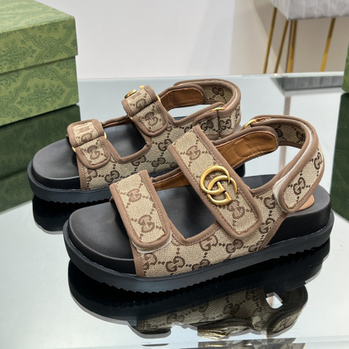 Gucci Womens Shoes Sandals 14cm Heel and 4.5cm Platform Luxury Brand with Original Box 719844 C9D00 9022 Women's Interlocking G studs sandal in leather Whatsapp 