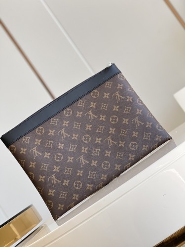 Louis Vuitton Mens Bags Clutch Luxury Brand Fashion Type DISCOVERY POCHETTE GM with Original Box M69411 Monogram Macassar coated canvas and cowhide leather