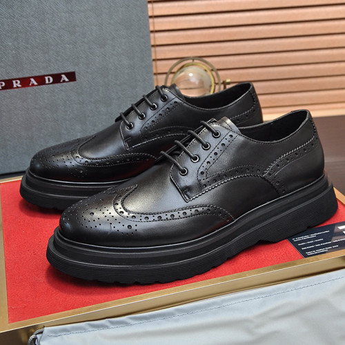 Prada Mens Shoes Business Casual Luxury Brand Dress Shoes with Original Box