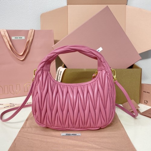 MiuMiu Womens Fashion Handbags Matelassé Shoulder Bag Leather Luxury Brand Miu Miu Wander Matelasse Nappa Leather Hobo Bag  