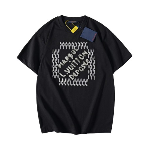 Louis Vuitton Luxury Brand Men Womens Short Sleeve T-Shirt Embroidered Signature Cotton T-Shirt 1AFJFH   