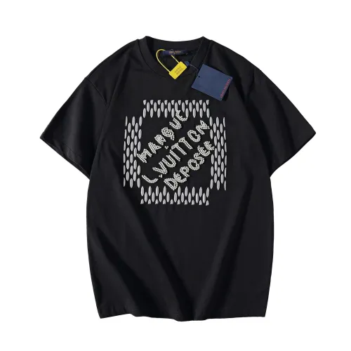 Louis Vuitton Luxury Brand Men Womens Short Sleeve T-Shirt Embroidered Signature Cotton T-Shirt 1AFJFH   