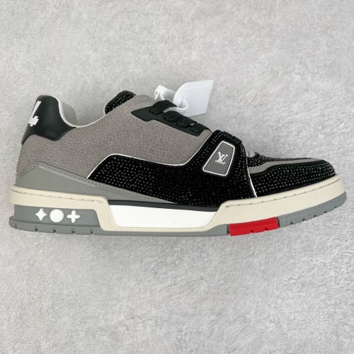 Louis Vuitton Mens Shoes Fashion Sneakers Design Luxury Brand LV TRAINER SNEAKER Mix of materials with Original Box 1AB9XJ  